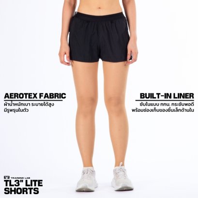 TL3” LITE SHORTS กางเกงวิ่งรุ่น 3 นิ้ว ไลท์ (ดำ)